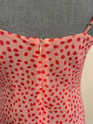 Runaway Clothes Mini Pink Dress with Red Polka Dots. Size Small thumbnail 5