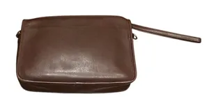 Vintage Carriage Court Brown Genuine Cowhide Leather Clutch Bag Purse Classic thumbnail 1