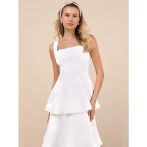 Lulus Elinore White Jacquard Tiered Midi Dress Size XL Feminine Bride Sleeveless thumbnail 3