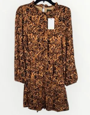 Sugarlips Leopard Print Long Sleeve Ruffle Hem Mini Dress Size M Animal thumbnail 1