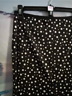 Emma James By Liz Claiborne Women's Black Polka Dot A-Line Skirt MD thumbnail 5