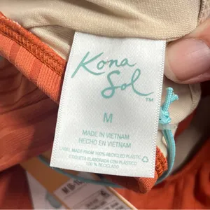 Flawed NWT One-Piece Swimsuit Orange‎ Kona Sol sz medium 8-10 bathing suit thumbnail 6