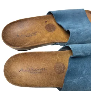 A Giannetti Blue Suede Wedge Slide Sandals Made in Italy Womens 6.5 thumbnail 4