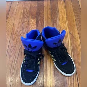 adidas Purple & Black High-Top Sneakers with Gold Stripes thumbnail 5