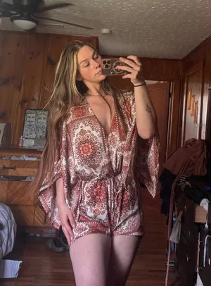 Honey Punch Romper satin boho flowy sleeve thumbnail 1