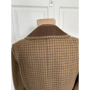 Sundance Catalog Wool Riding Jacket Blazer Brown Plaid Western Stud Collar Sz 6 thumbnail 5