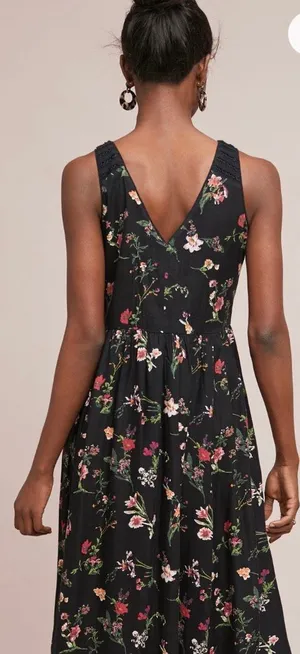 Maeve Lola dress by Anthropologie black with embroidery sz Medium thumbnail 2
