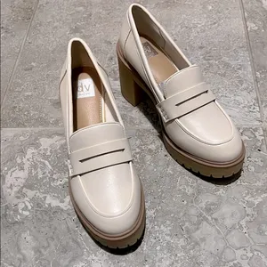 Dolce Vita JayJay Block Heel Lug-Sole Penny Loafers, Ivory Size 11 New in Box thumbnail 3