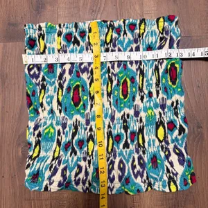 Anthropologie Smocked Tube Top Small Teal Abstract Ikat‎ Print Strapless Bodice thumbnail 3