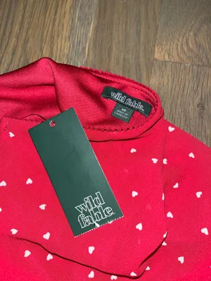 A New Day NWT Wild Fable Red Heart Print Ruffle Midi Skirt XS Coquette Romantic thumbnail 9