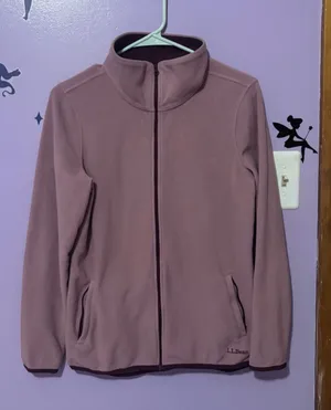 L.L.Bean Mauve-Taupe Fleece Jacket with Dark Trim thumbnail 1