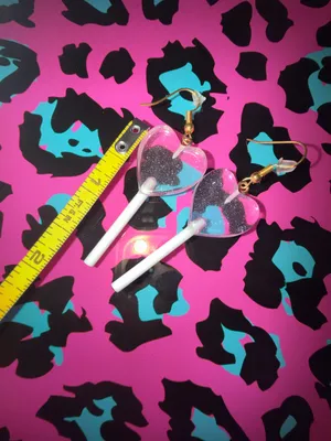 Urban Outfitters Glitter heart lollipop earrings thumbnail 2