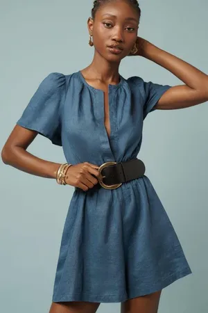 By anthropologie somerset linen romper thumbnail 1