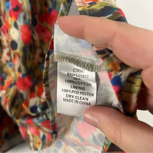 TCEC GREEN FLORAL SMOCK TOP puff sleeve cotton size medium thumbnail 4