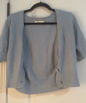 Molly Green Light Blue Open-Front Short Sleeve Cardigan - Cozy Layering Piece thumbnail 1