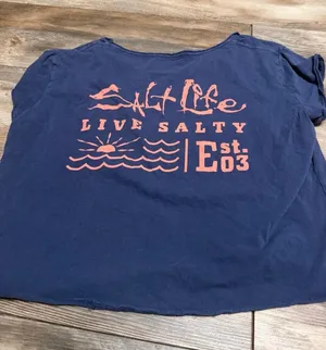Salt Life Women's Navy 'Live Salty' Graphic T-shirt thumbnail 1