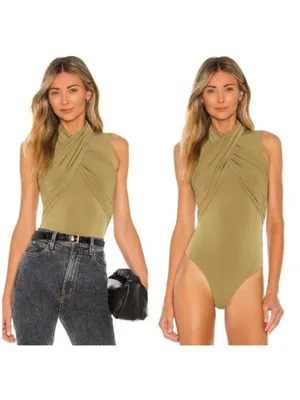 Revolve Lovers and Friends Kelly Bodysuit Olive Green Size Medium thumbnail 2