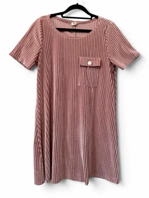 POL Dusty Pink Velvet Pocket Shift Dress Size S thumbnail 1