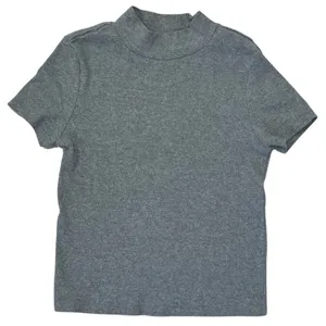 SO Juniors M Mock Neck Crop Tee Ribbed Heather Gray thumbnail 1