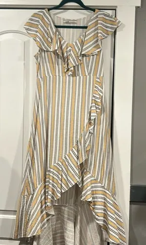 Flying Tomato Faux Wrap Striped Ruffle Hem Dress‎ | Medium thumbnail 1