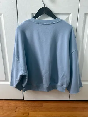 Oversized Bell Sleeve USA Sweatshirt in Blue thumbnail 3
