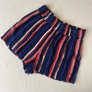 Angie Striped High Rise‎ Elastic Waist Shorts Navy Red Pink Small thumbnail 6
