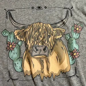Rowdy Crowd Clothing Heather Gray cow Graphic Tee thumbnail 3