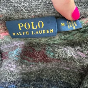 Polo Ralph Lauren Alpaca Wool Cardigan Sweater Medium Gray Stripe thumbnail 2