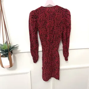 Free People Kinsley Wrap Dress Red Black Floral Combo Long Sleeve Size 0 thumbnail 7