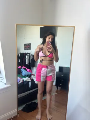 SheIn Pink checkered shorts and top set thumbnail 2