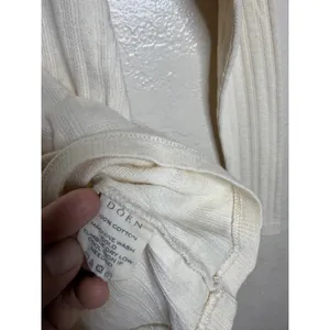 DÔEN Romy Tee S Cream Pointelle Cotton Scoop Neck Long Sleeve Top thumbnail 5