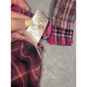 Anthropologie Pilcro Mixed Patchwork Flannel Buttondown Shirt Pink S Oversized thumbnail 7