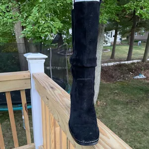 Franco Sarto EMA Women Black Suede/Leather Mid Calf Boots Sz 9.5 thumbnail 8