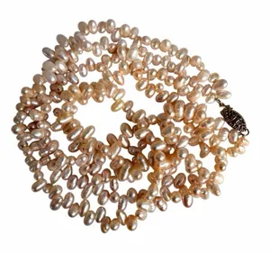 Vintage Blush Pink Freshwater Pearl Multi-Strand Necklace thumbnail 1
