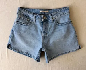 Levi's A-Line High Rise Denim Shorts Women 28 Light Wash Blue thumbnail 1