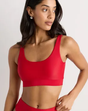 Quince Italian Tank Bikini Swim Top Cherry Red Size XS NEW thumbnail 1