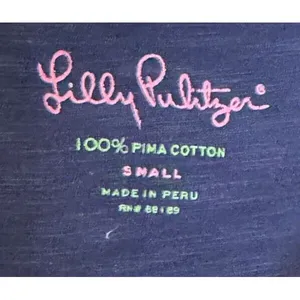 Lilly Pulitzer‎ Women's Dress Shirt Crew Neck 3/4 Sleeves Pima Cotton Blue Small thumbnail 5