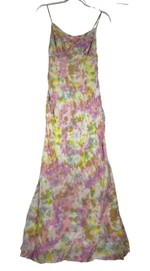 ASTR the Label Pink Yellow Tie Dye Viscose Maxi Slip Dress ACDR100591 Womens M thumbnail 1