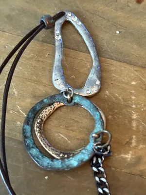 Long mixed metal coin medallion charm necklace thumbnail 7