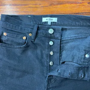 RE/DONE 70s High Rise Stove Pipe Washed Noir Black Raw Hem Jeans 26💛🎀 thumbnail 13