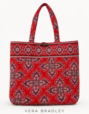 Vera Bradley Frankly Scarlet Quilted Tote Bag Red Paisley Travel Tote thumbnail 1