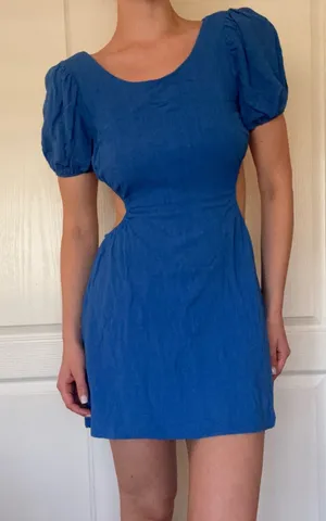 Hello Molly Open Back Mini Blue Dress thumbnail 1