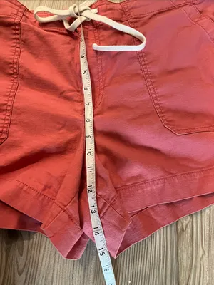 LOFT Cotton Cargo Utility Drawstring Shorts (Sz 14) Clay Salmon Coral thumbnail 9