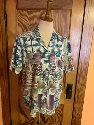 Vintage 80s Season Ticket Blouse Medium Boho Abstract Print Pocket Top thumbnail 8