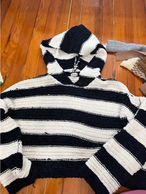POL striped cropped hoodie  thumbnail 1