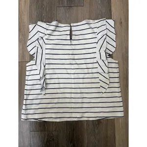Anthropologie Postmark Striped Ruffle Sleeve Top Womens Medium thumbnail 2