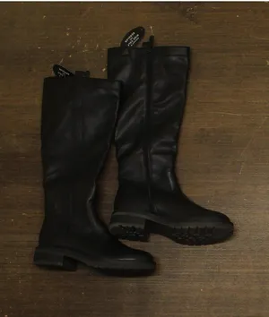 Style & Co. Womens Terryy Round Toe Faux Leather Tall Riding Boots Black 6M thumbnail 1