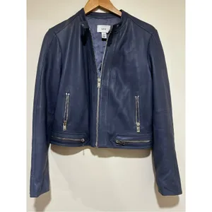 Lewit Womens Leather Jacket in Grey Grisaille Blue Gray Size Large thumbnail 2