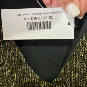 Baltic Born‎ Miley Pleated Shimmer Dress Gold Metallic Party XL Formal New thumbnail 6