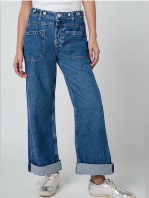 Free People We The Free Palmer Tunnel Vision Baggy Relaxed Cuffed Jeans thumbnail 1